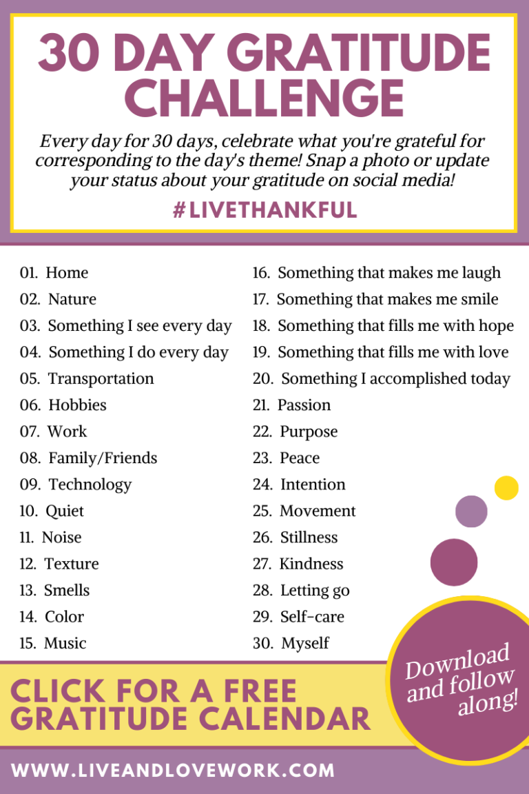 Get Going! Get Gratitude! A 30 Day Gratitude Challenge Live • Love • Work